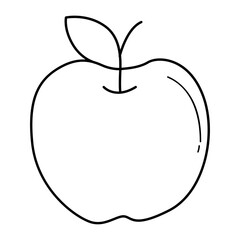Apple fruit line art icon, minimalist outline design, healthy symbol often used for education, school, learning, health, and knowledge.
