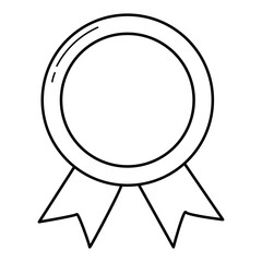 Medal badge line art icon, minimalist outline design, award symbol for success, achievement, education, competition, honor, and recognition.
