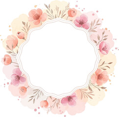 Beautiful round frame png illustration from flowers
