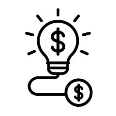 Idea to Profit Icon – Light Bulb with Dollar Sign Vector Symbol for Innovation and Business Investment