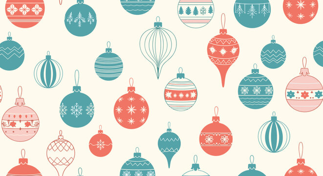 Festive holiday ornaments collection decorative pattern background for celebrations and winter season events