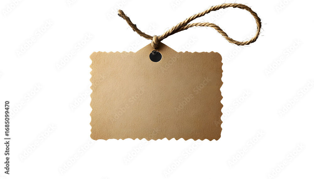 Wall mural blank paper tag with string isolated on transparent ackground with shadow