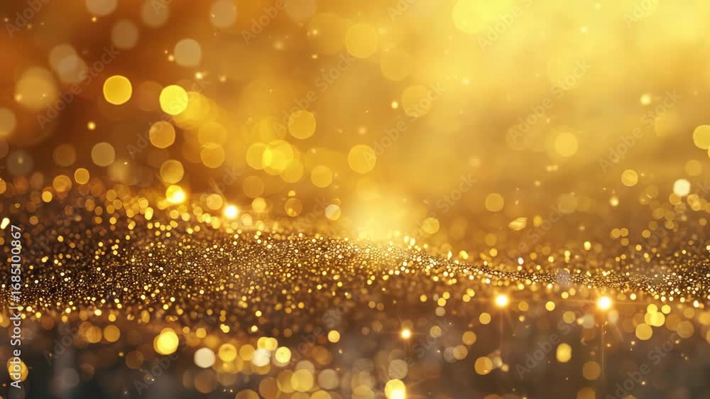 Poster golden particles bokeh effect - abstract background