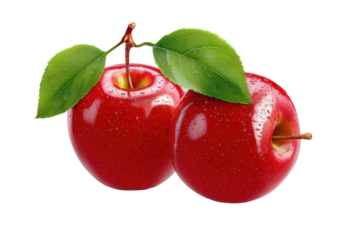 3d illustration icon set of red apple with leaf isolated on transparent background, PNG for poster banner cover design