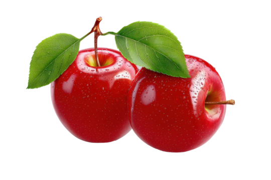 3d illustration icon set of red apple with leaf isolated on transparent background, PNG for poster banner cover design