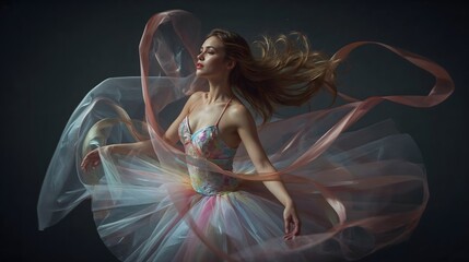 Fine art ballet photography with motion and dramatic light, Ballerina