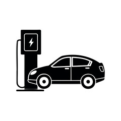 Electric vehicle charging station icon, symbolizing sustainable transportation and eco friendly technology