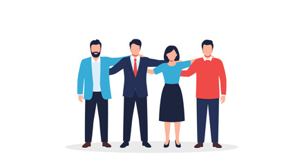 Fototapeta premium Diverse group of professionals standing together with arms around each other showing unity and support in a collaborative team environment