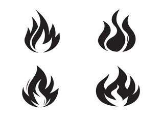 Burning Fire Icon Set in Bold Silhouette Vector Format