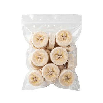 Photo of bag of sliced bananas, isolated on transparent background