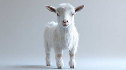 Fototapeta premium White baby goat studio portrait, possible use for children's book illustration
