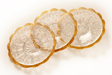 crystal glass plate with gilded edges