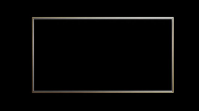 A rectangular, golden-bordered frame on a black background. The frame contains a vast, dark void
