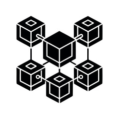 Illustration of a networked structure representing blockchain or interconnected data nodes