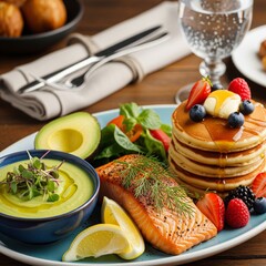 grilled salmon steak with vegetables