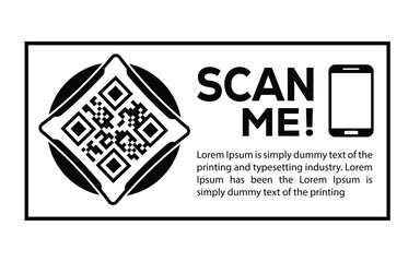 Scan QR code icon. Digital scanning qr code. QR code scan for smartphone. Scan Here text on top of the qr code