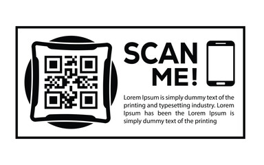 Scan QR code icon. Digital scanning qr code. QR code scan for smartphone. Scan Here text on top of the qr code