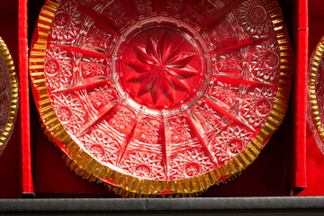crystal glass plate with gilded edges