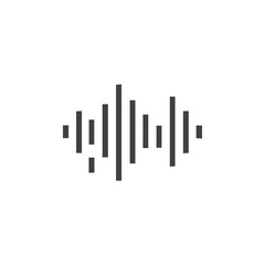 A dark grey sound wave graphic on a white background. Editable stroke. Vector illustration
