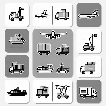 Transport and Logistics Icons Set