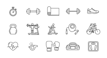 Health and fitness icons set for business, web, and technology illustration
