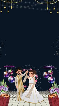 Blue and white decorative indian wedding sangeet ceremony invitation blank background video