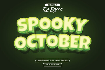 Spooky october editable text effect with 3d green effect