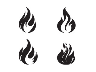 Burning flame silhouette vector icons set for fire concepts