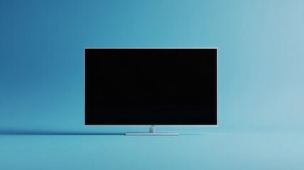 Flat-screen tv on blue background. Neural network AI generated