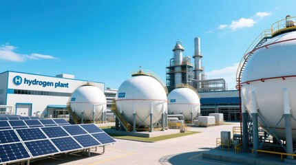 Industrial hydrogen plant with solar panels