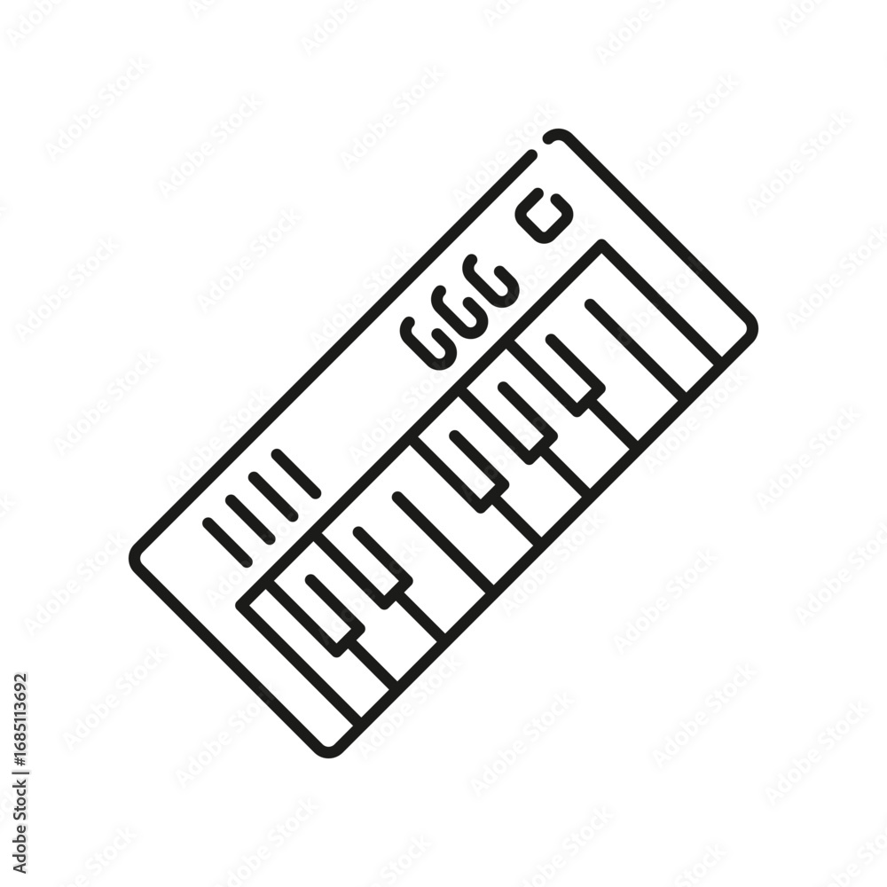 Aufkleber a minimalist line drawing of a portable keyboard with keys and control buttons. editable stroke. vec