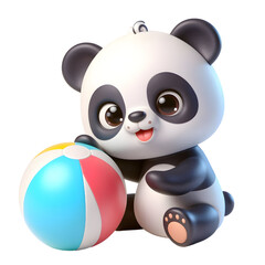 Cute 3D Panda Playing with Ball isolated on white background © adobe