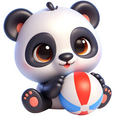 Cute 3D Panda Playing with Ball isolated on white background © adobe