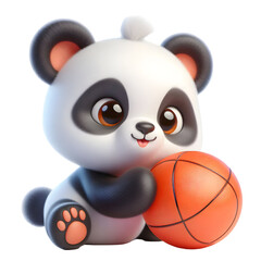 Cute 3D Panda Playing with Ball isolated on white background © adobe