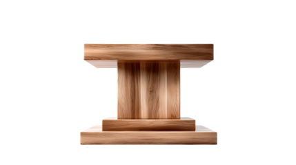 Wooden speaker stand or pedestal with textured grain, cut out transparent