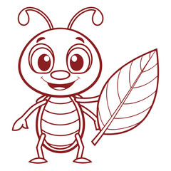 Cute stylized cartoon ant isolated on white background