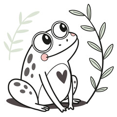 Cute cartoon frog illustration isolated on white background