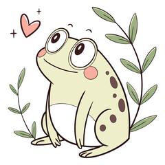 Cute cartoon frog illustration isolated on white background