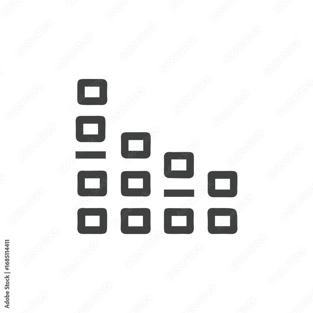 Poster a simple graph depicted by descending columns made up of squares. editable stroke. vector illustrati