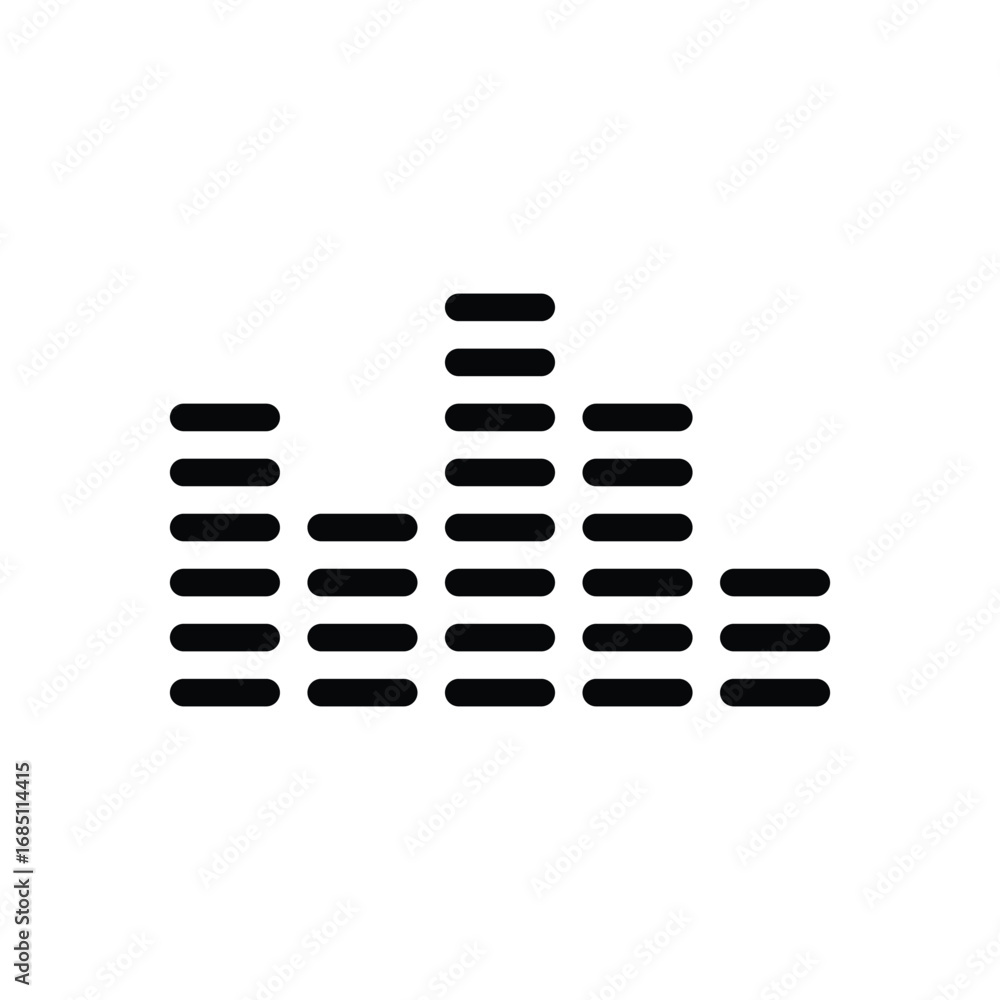 Aufkleber a simple equalizer graphic showing fluctuating levels via horizontal bars. editable stroke. vector i