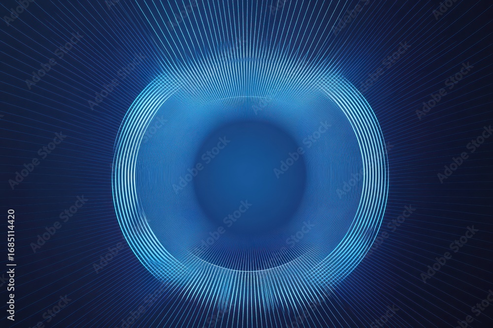 Aufkleber geometric design featuring abstract blue circle with simple lines creating depth