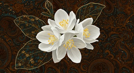 Obraz premium White flowers on dark background