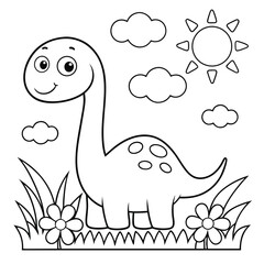 Cute smiling cartoon dinosaur isolated on white background