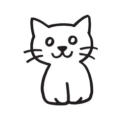 Cat Doodle Black and White Illustration Vector Image Cute Kitten Sketch Line Art Drawing Silhouette