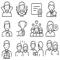 Employee appreciation line icon set vactor