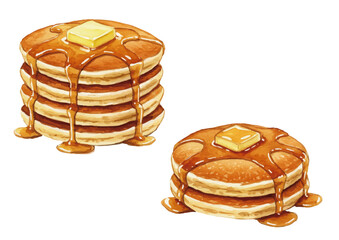 Vector watercolor pancakes / 水彩テイストのパンケーキイラスト