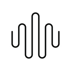 Black line sound wave pattern white background. Editable stroke. Vector illustration