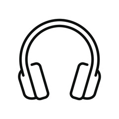 Obraz premium Black outline of headphones featuring a rounded headband and square earpieces set against a white background. Editable stroke. Vector illustration