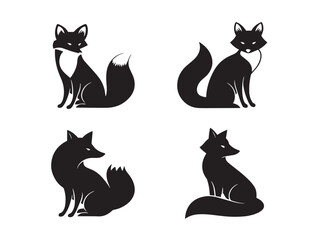 Dynamic fox silhouette icons set design for forest-inspired graphics