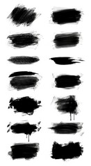 Black Brush Strokes Collection on White Background  